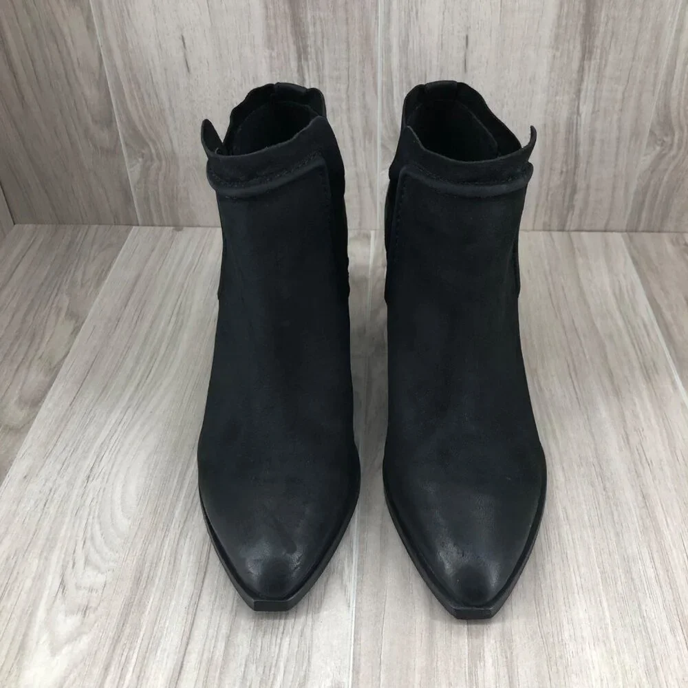 Crevo Ankle Boots Womens 7 Kazzee Black Nubuck Leather Slip On Chelsea Booties